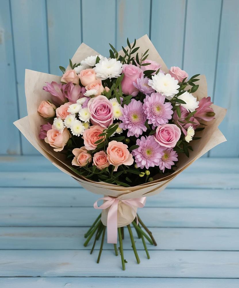 Букет цветов из: Хризантемы, Розы и Альстромерии в Мурашах