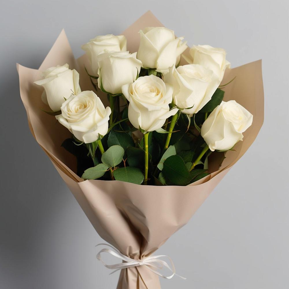 Букет 9 Белых роз Эдлесс Лав в Мурашах