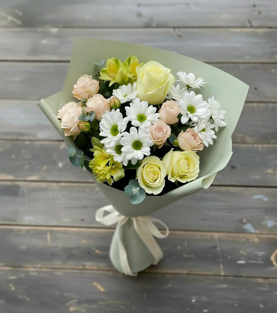 Букет цветов из: Альстромерии, Розы и Хризантемы в Мурашах