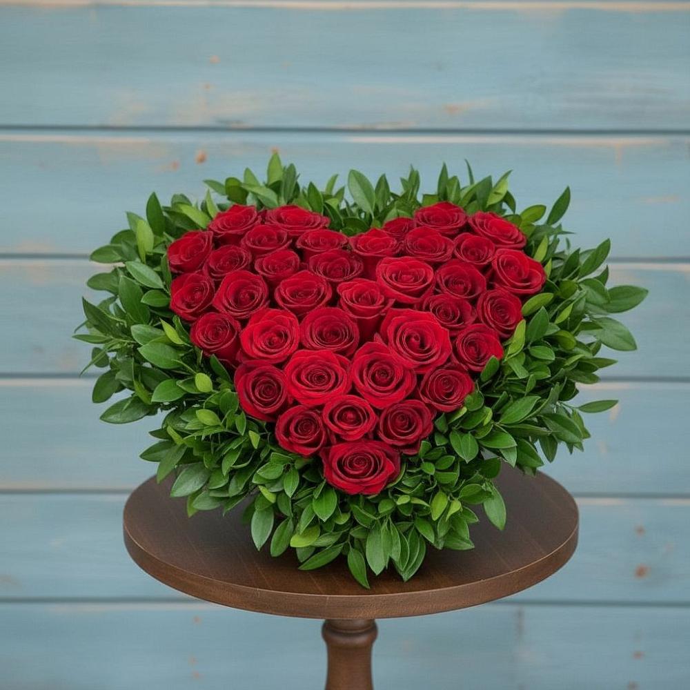 Цветочная композиция из Розы в виде сердца в Мурашах