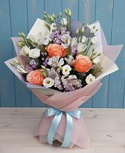 Букет цветов из:  Лизиантусы, Розы, Альстромерии и Гипсофила #REPLACE_PRED# Мурашах