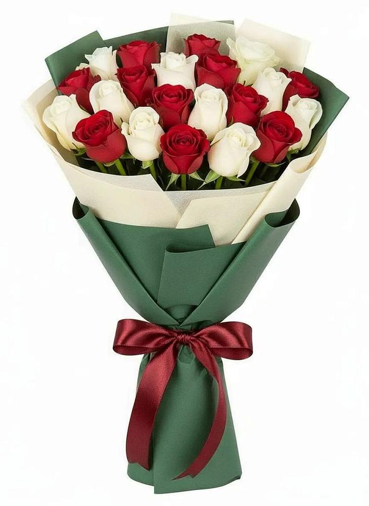 Букет Микс из красных и белых роз в Мурашах