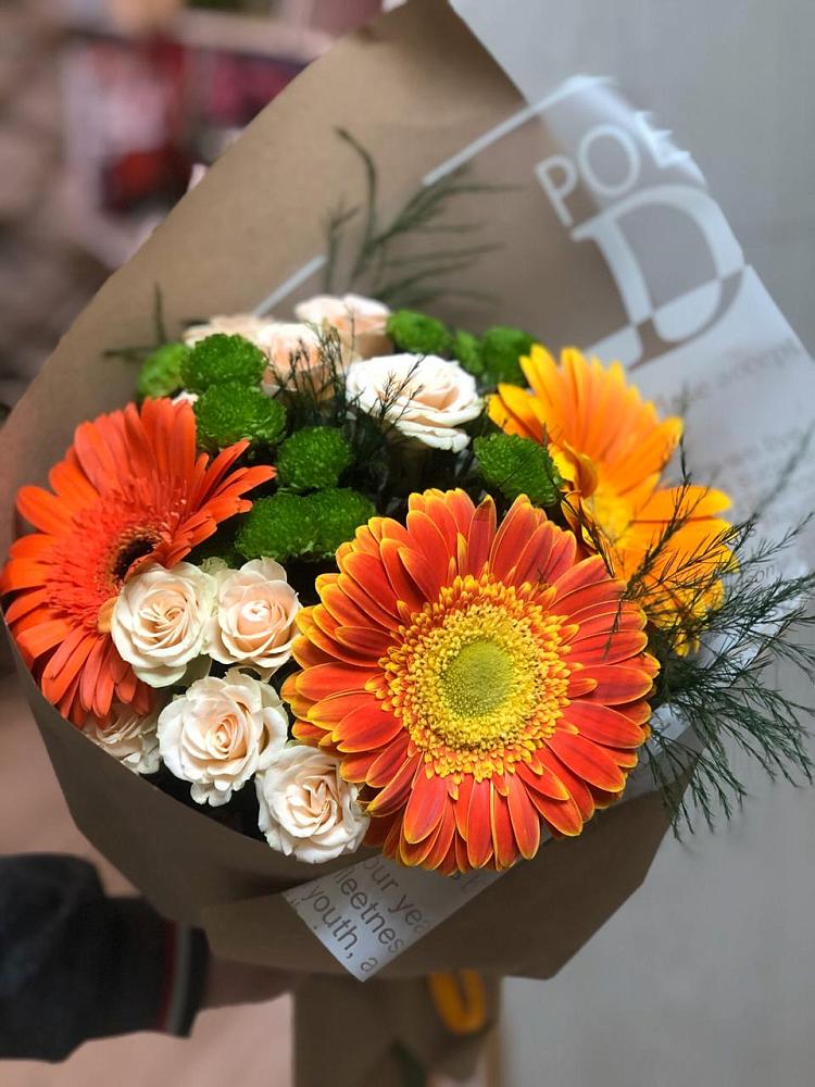Букет цветов из: Герберы, Хризантемы и Розы в Мурашах